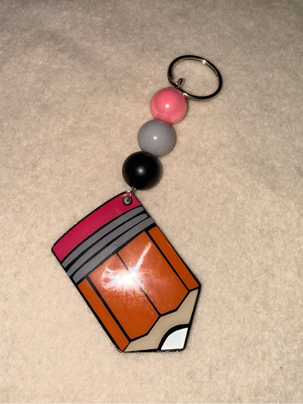 Pencil Keychain with Bead Accent